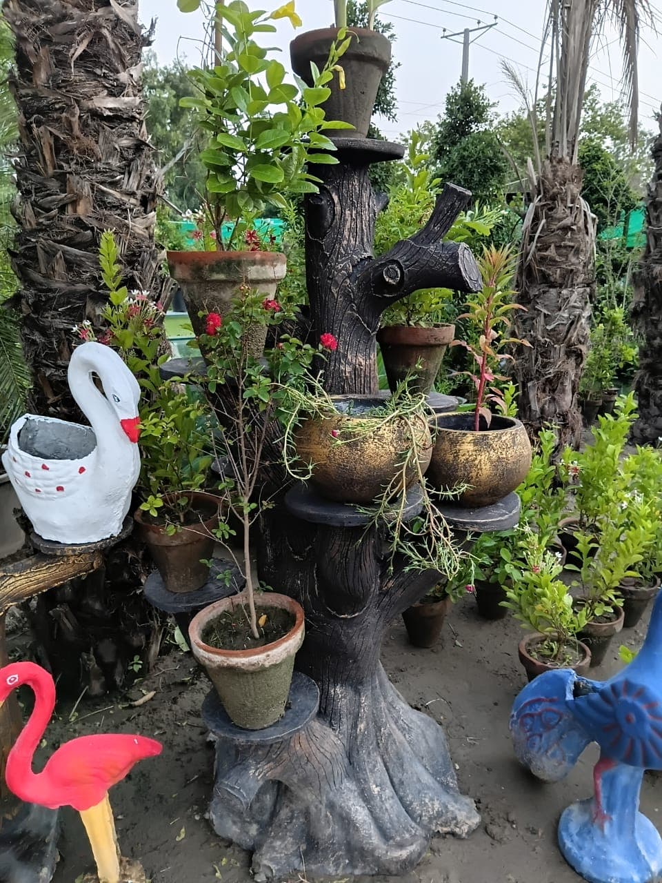 Tree-Trunk Planter Stand